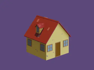 Cartoon Houses Low-poly 3D model