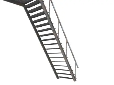 Stairs steel Low-poly 3D model