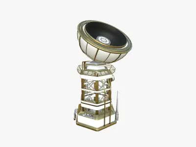SciFi Antenna Tower A11 Gold - Sci Fi Exterior Design Low-poly 3D model