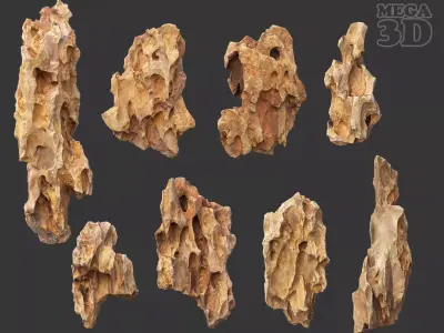 Erosion Rock Photogrammetry 220726 - Ultra HD 16K Textures Low-poly 3D model