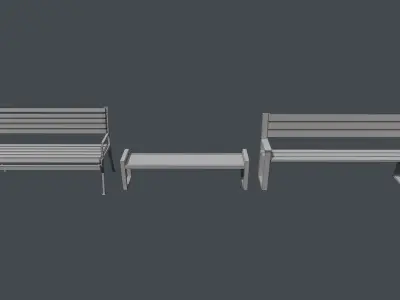 Street benches for city Low-poly 3D model Low-poly 3D model