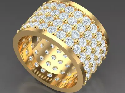 Light Gold Diamond Men Ring 2MR039 3D model