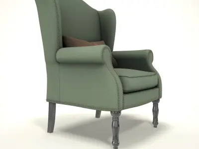 wingback chair fhouse 005 Low-poly 3D model