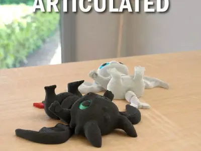 Toothless and light fury - Magentic Articulated 3D print model