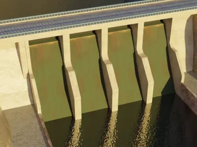 Dam - Low Poly - Game Ready - PBR hydroelectric Low-poly 3D model