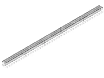 Concrete Trench Drain System V150 5000mm with Slotted Grate Modu 3D model