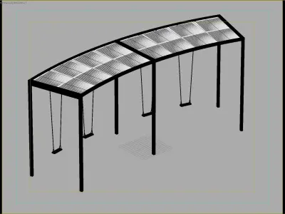 Modern Shaded Swing Structure for Parks and Playgrounds 3D model