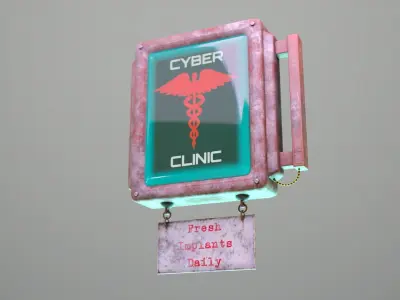 Neon street sign 2 Low-poly 3D model