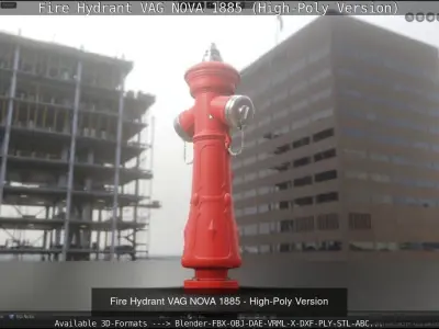 Fire Protection Set with All Hydrants Red and Blue 3D Model Pack