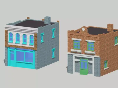 Shop Store Building House by Outland Models Low-poly 3D model
