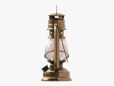 Old kerosene metal  lamp 01 3D model