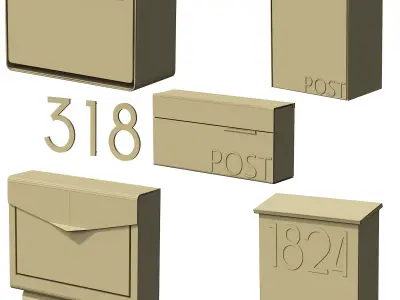 041 Modern Mailboxes 01 Wallmounted 00 Low-poly 3D model