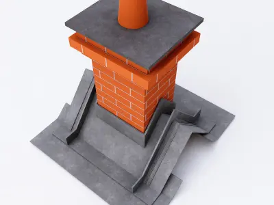 Chimney 3d model with bricks Low-poly 3D model