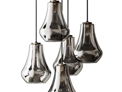 Arren Brass Round 5-Light Pendant  3D model