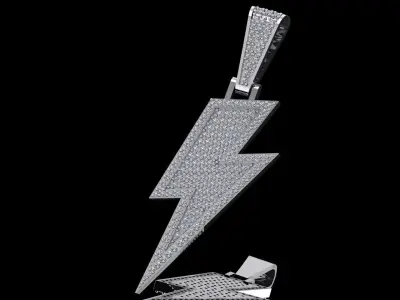 lightning bolt with diamonds pendant 3D model 3D print model