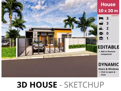 House 10x20m code 631 - Sketchup 3D model 3D model 3D model