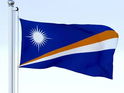 Animated Marshall Islands Flag Low-poly 3D model