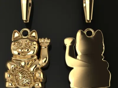 Lucky Cat Pendant 3D print model