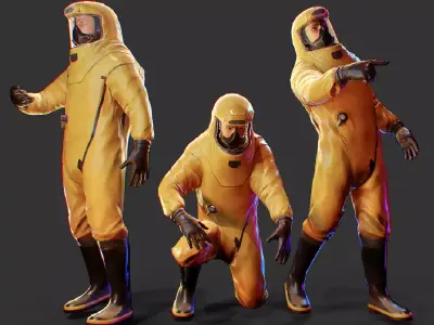 Game-ready Biohazard suit Low-poly 3D model