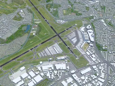 Hamburg Airport 10km Low-poly 3D model