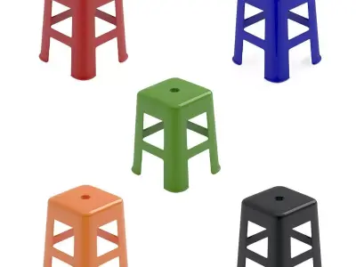 Hard Plastic Stool Collection  3D Model Pack