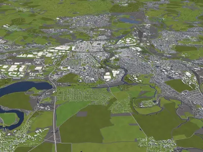 Pilsen Czech Republic 50x50km 3D City Map 3D model