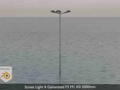 Street Light 4 Galvanized F3 M1 K0 5000mm  Low-poly 3D model
