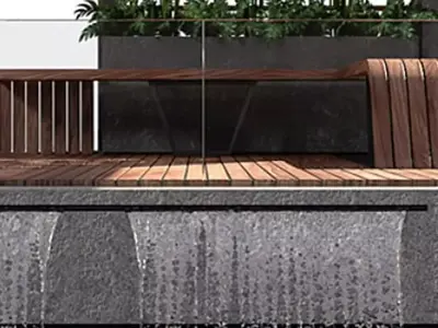 Pergola with water and plants 3D model