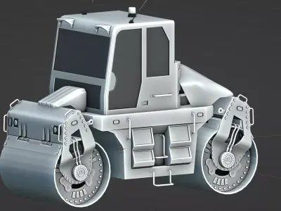 road roller 3d model Low-poly 3D model