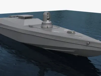  Maritime Unmanned Combat Vessel on Water 