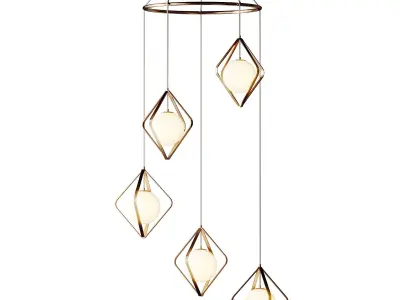 Simple Metallic Multi Light Pendant 3D model
