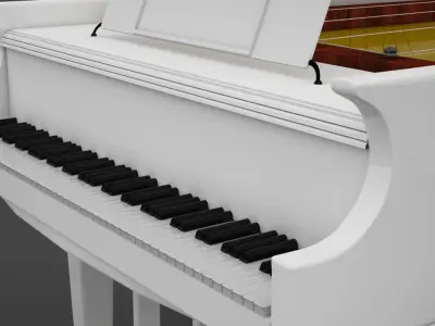 Piano grand and chair Free low-poly 3D model