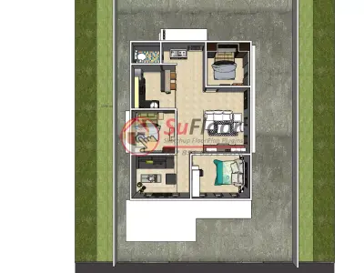 House 8x13m code 542 - Sketchup 3D model 3D model 3D model
