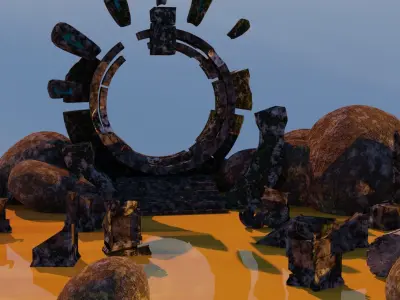 LowPoly modular ruins at the portal Free low-poly 3D model