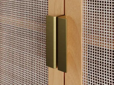 Wooden Rattan Sideboard Cabinet 3D model