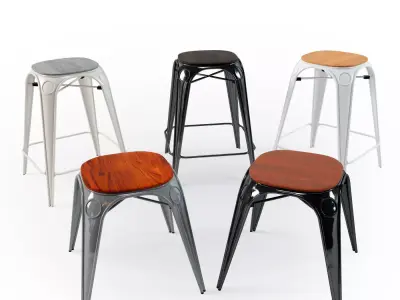 Louix chair High and stool 3D model