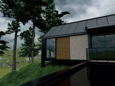 Modern Hillside House - Minimalist Architectural 3D model