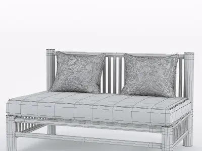 sofa natural teak 3D model