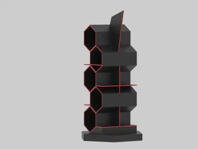Floor Hexagon double sided Shelve Low-poly 3D model