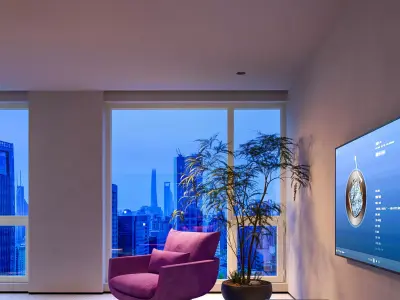 Modern Minimalist City View Living Room 029 3D model