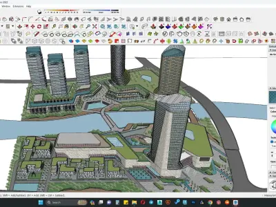 Highrise glass building facade sketchup model 3D model