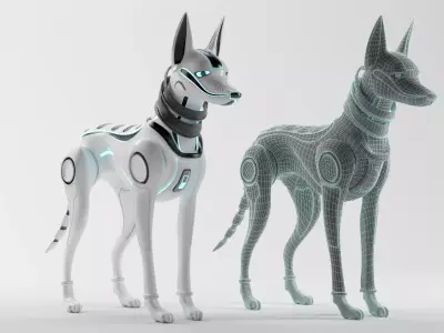 Robot Dog SciFi Rigged Low-poly 3D model