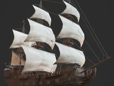  Sailboat Galleon - Game Ready 