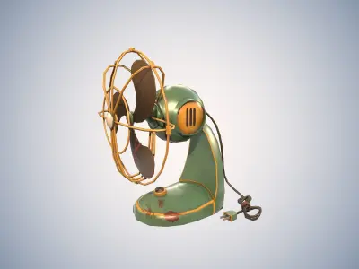 Cartoon indoor props TV electromechanical fan refrigerator radio Low-poly 3D model