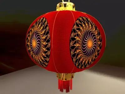 Chinese red lantern Low-poly 3D model