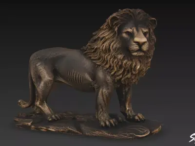 Lion Statue V42 Low-poly 3D model