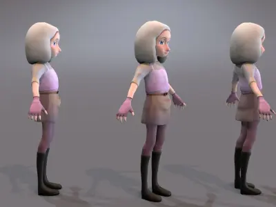 teen with gray hair Low-poly 3D model