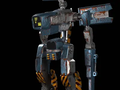 Rigged old robot 3D model Low-poly 3D model