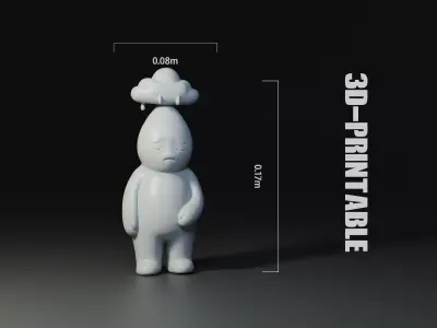 minimal sad miniature statue cloud Free 3D print model