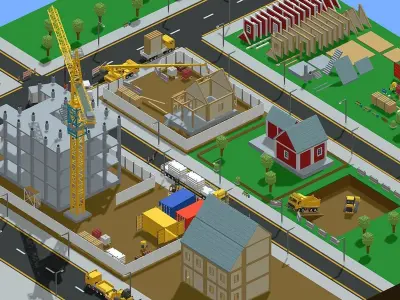 Voxel Construction Pack 85 Items Low-poly 3D model